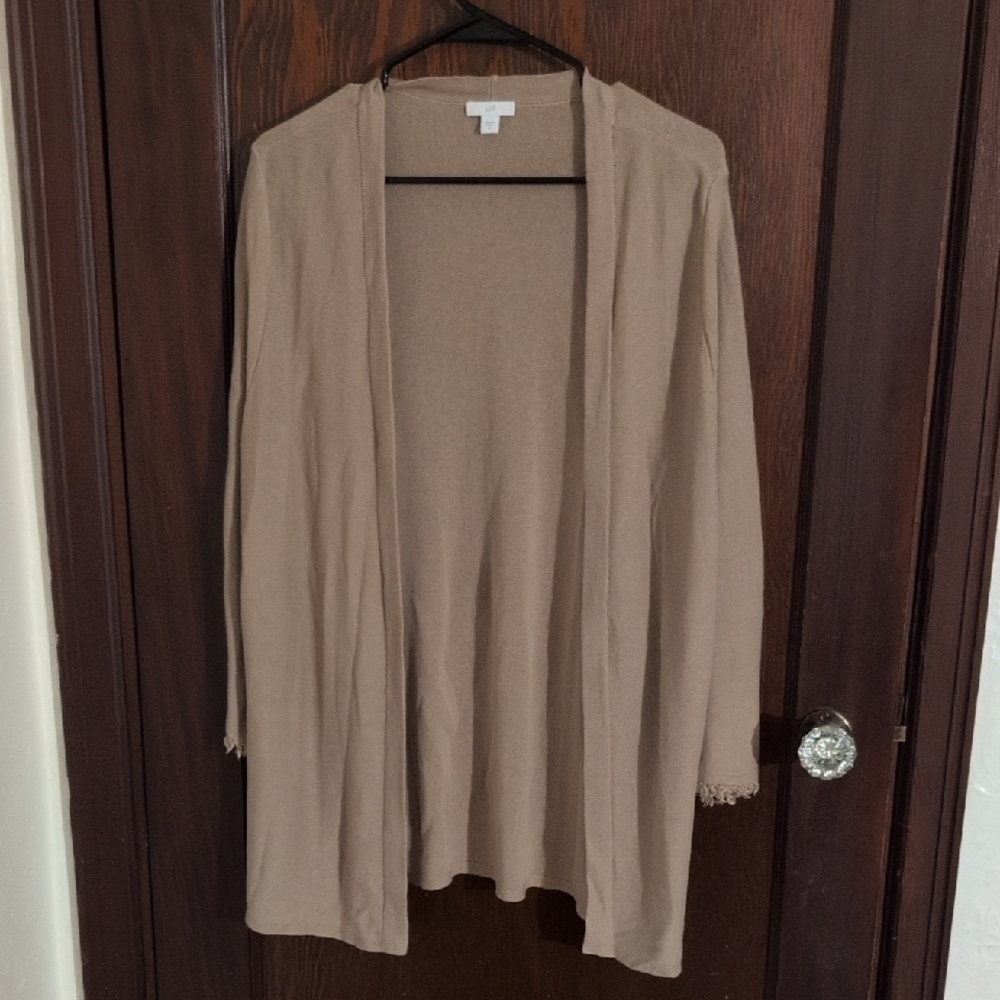 J.Jill Brown Linen Blend Open Front Cardigan Size Medium